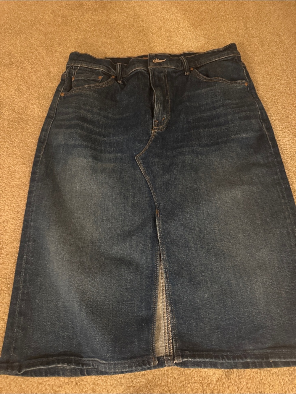 MOTHER Dark Blue Denim A-Line Skirt